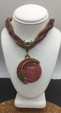 Multilayer Hand 18-20" Woven Pendant Necklace Red Rhinestone New Free Ship 3646