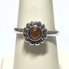 Authentic Baltic Amber 925 Sterling Silver Ring Jewelry s.6.5 JY3560