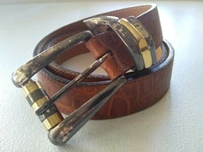 Streets Ahead Women's Vtg Western Leather Belt Rare Roller Bit Buckle Medium  