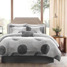 MODERN CONTEMPORARY ELEGANT CHIC DESIGN BLACK WHITE GREY COMFORTER SET  SHEETS