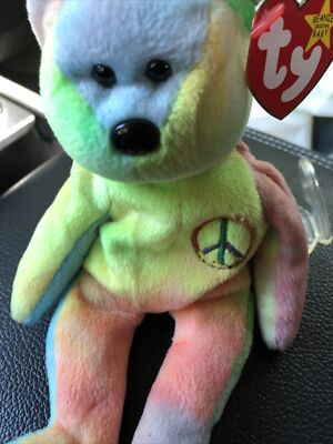 1996 Ty Beanie baby Peace Bear W Hang Tag Tush Tag Errors