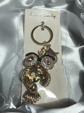 Sparkling Rhinestone Owl Keychain