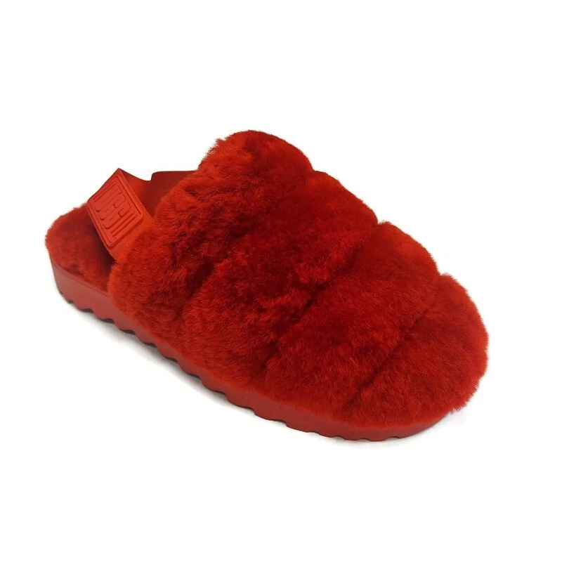 Red fluffy sales ugg slippers