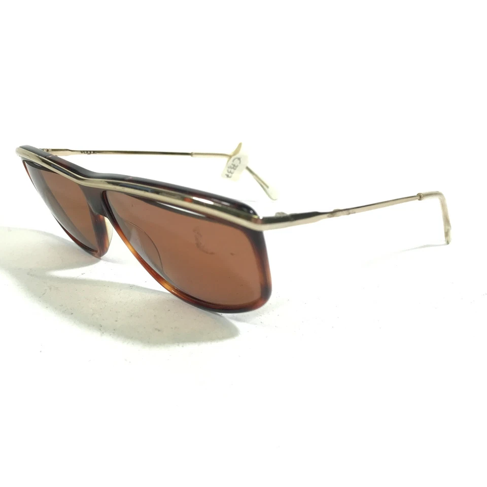 Vogue Sunglasses ROY Brown Gold Rectangular Frames with Brown Lenses 80s - Image 4 of 4
