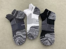 3 Pairs Bombas Men's Gray-White-Black Ankle Sock Honeycomb Running Socks Size L