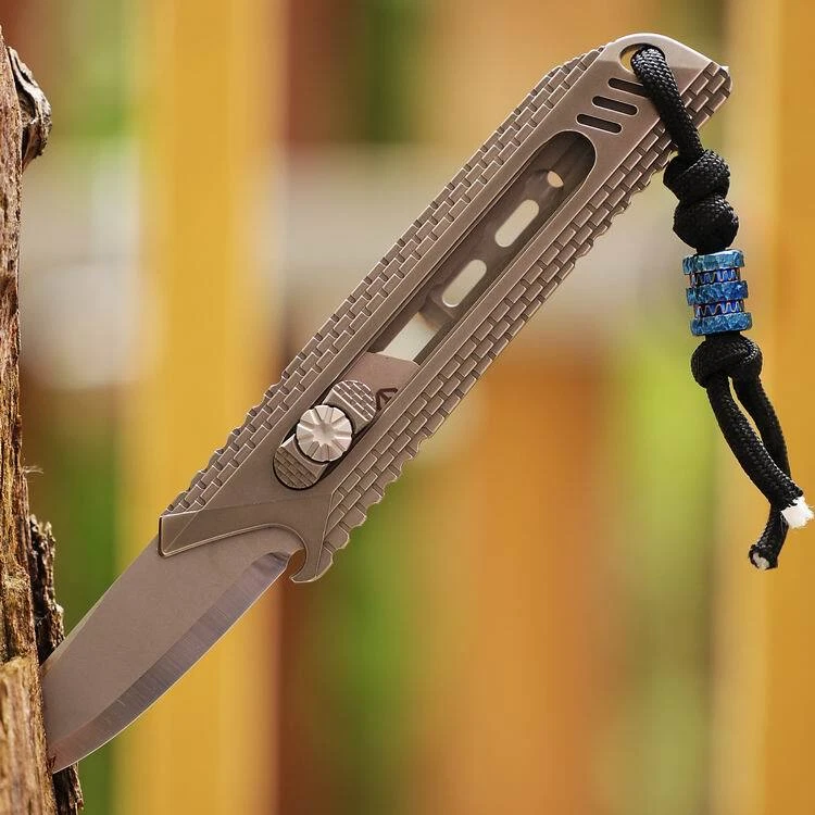 EDC Blue Titanium Knife Lanyard Bead Paracord Bead Metal Jewelry Charm Pendant - Image 3 of 4