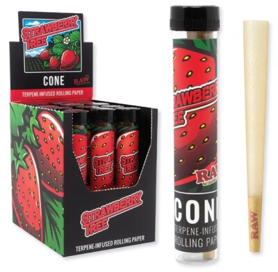 Buy One - RAW STRAWBERRY TREE Terpene Infused King Size Pre-rolled Cone