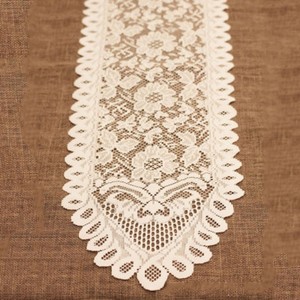 Vintage White Lace Table Runner Dresser Scarf Doily Wedding