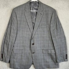 Lauren Ralph Lauren Silk Wool Blend Blazer Mens 46R Grey Houndstooth Windowpane