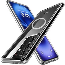 Clear Magnetic Case for Samsung Galaxy S21 Ultra 6.8" Slim Fit Shockproof Cover