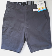 IRON CO Men's Stretch Shorts SIZE 31 Flex Waist Flat Front BLUE GREY New Tag 