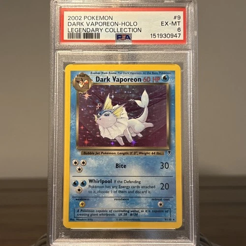 2002 POKEMON LEGENDARY COLLECTION #9 DARK VAPOREON-HOLO PSA 6
