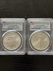 2021 $1 Type 1 & 2 American Silver Eagle PCGS MS70 FDOI Flag Label