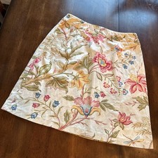 Talbots Vintage Ivory Floral Print Short Skirt Cotton Blend Size 8