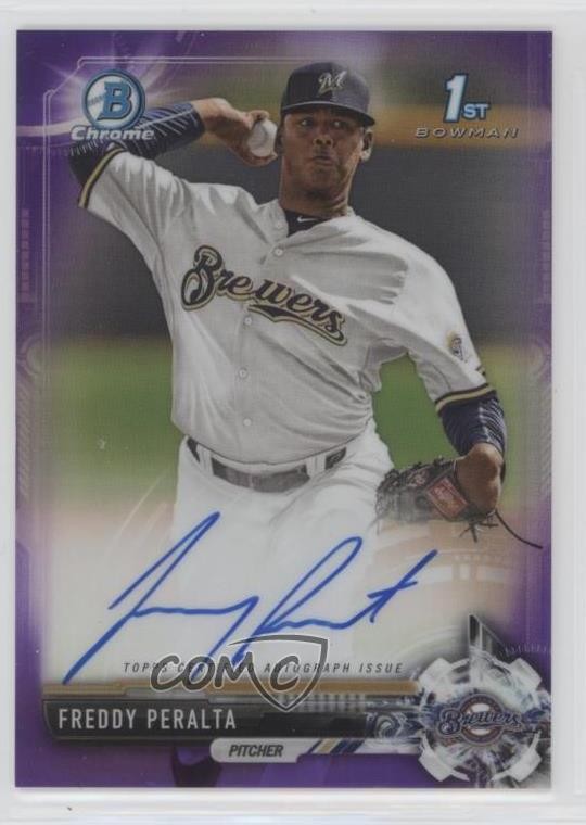 2017 Bowman Chrome Prospect Purple Refractor 148/250 Freddy Peralta Auto 0g4
