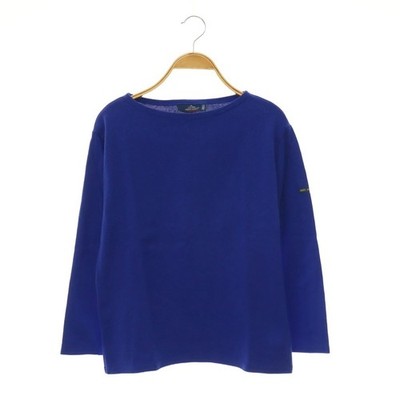 Saint James Basque Shirt I40 Blue Cotton Long Sleeve Boat Neck T-Shirt