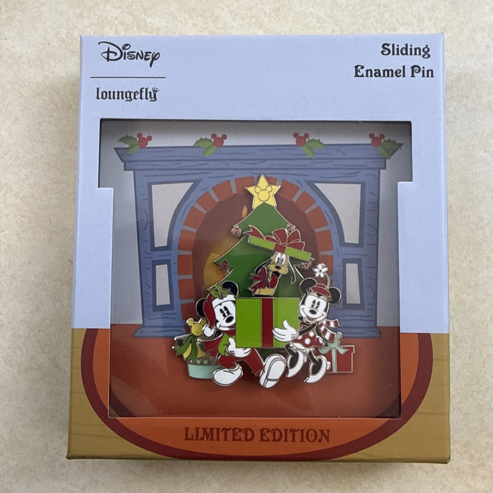 Disney Mickey Minnie & Pluto Christmas Tree Limited Edition Sliding Enamel Pin
