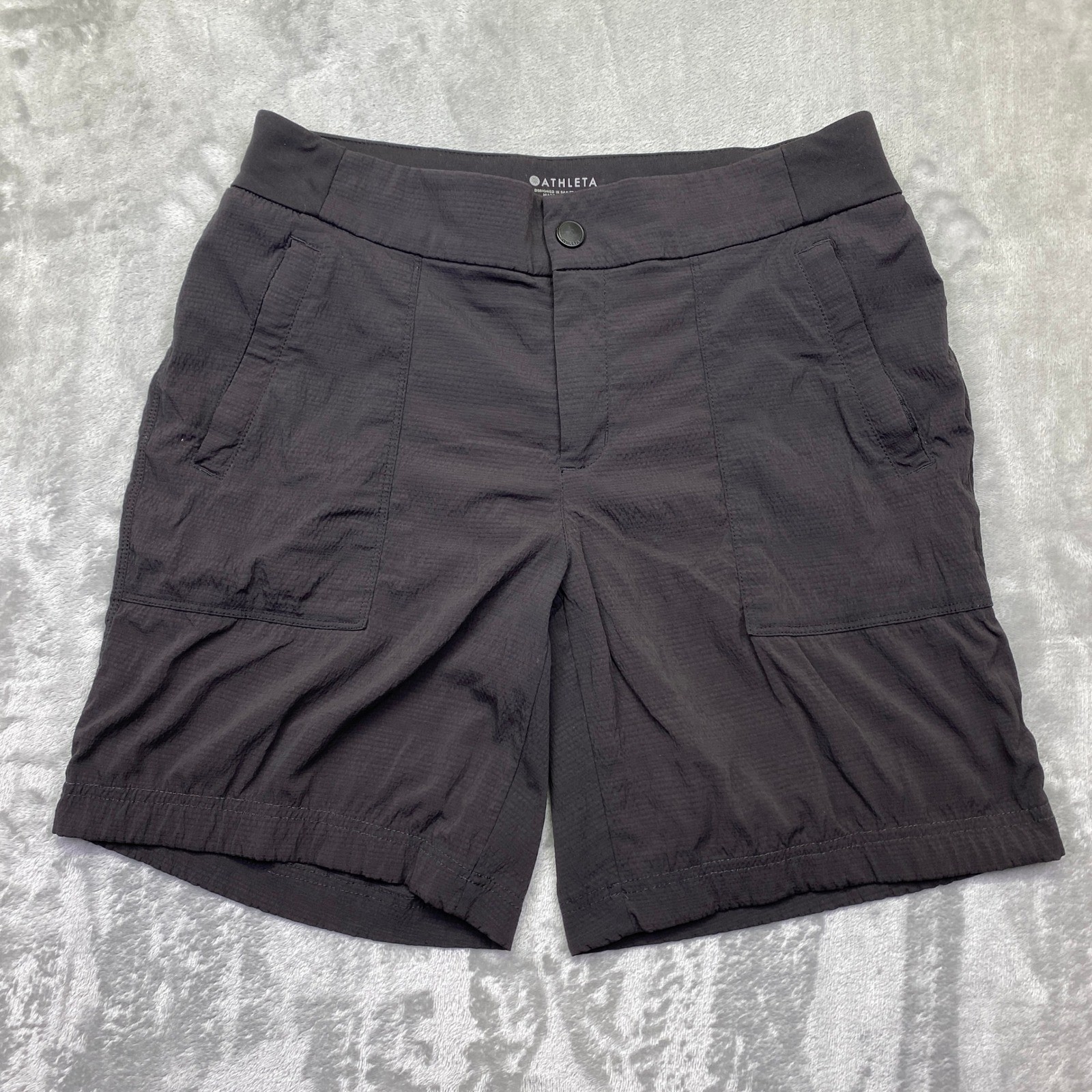 Athleta Dark Gray Textured Cargo Shorts Womens Size 8 Outdoor Travel Activewear