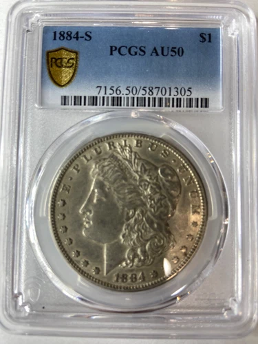 1884-S Silver Morgan PCGS AU-50