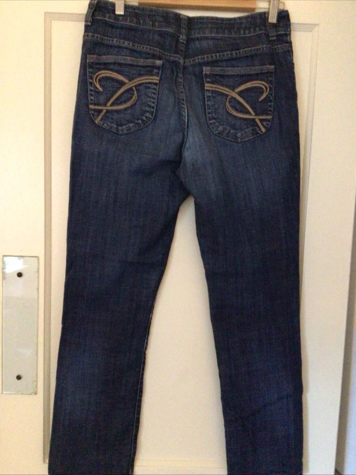 Chico's Platinum女式蓝色牛仔裤1码短直筒 — 第 3/4 张图片