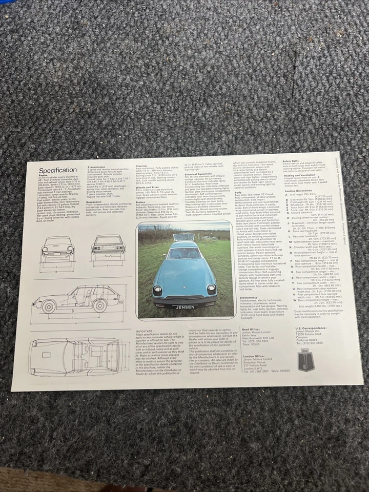 Брошюра каталога продаж спортивного купе Jensen GT - Изображение 4 из 4