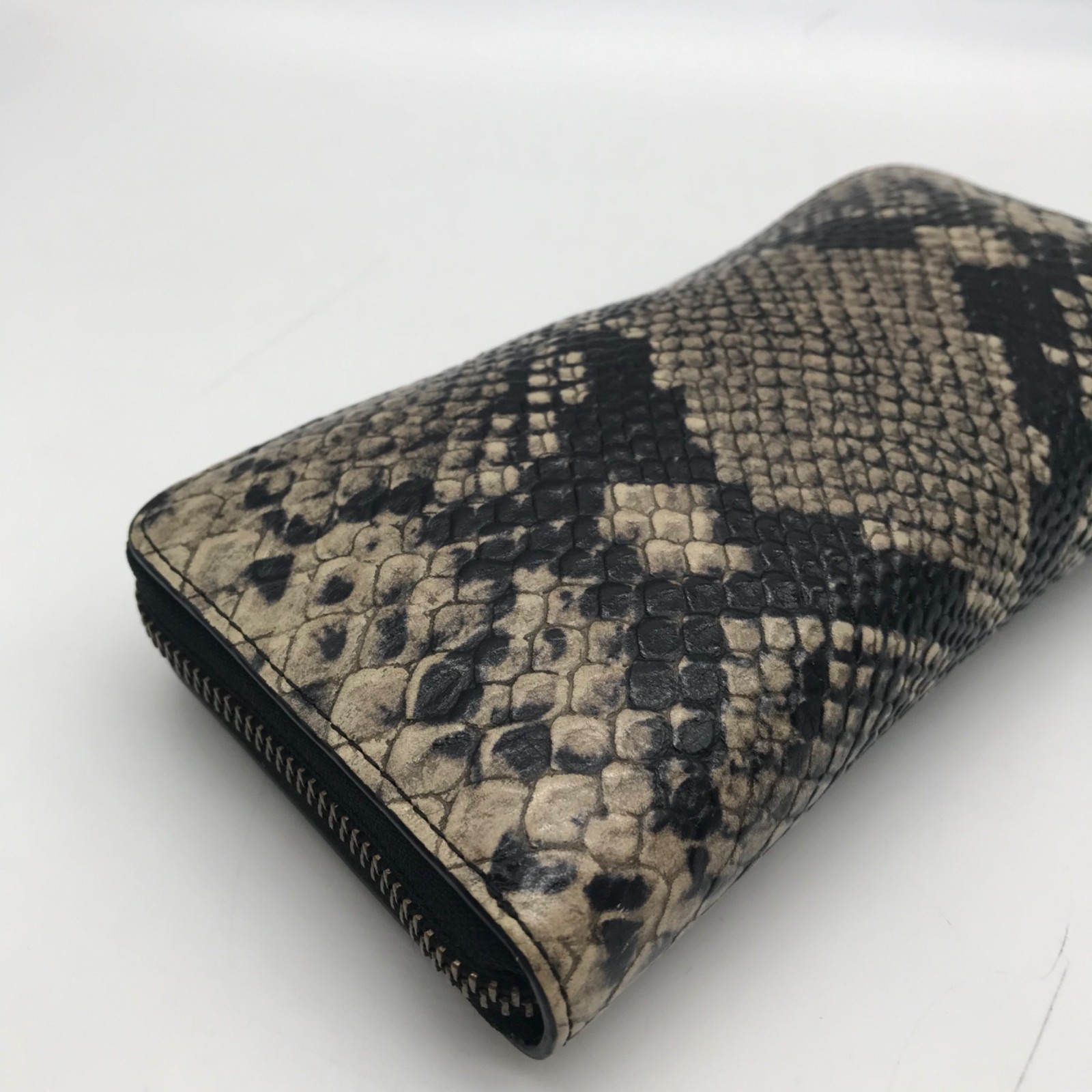 Coach Beige Python Embossed Leather Accordion Zip… - image 8