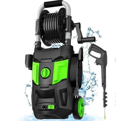DECOKTOOL ELECTRIC PRESSURE WASHER 4 DIFFERENT NOZZLES SOAP CANNON - GREEN