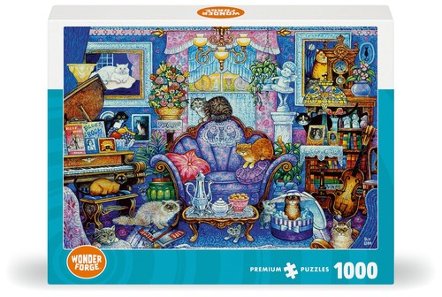Wonder Forge Cats in The Blue Room 1000 Piece Jigsaw 13 x 10, Multicolor  - Picture 2 of 5