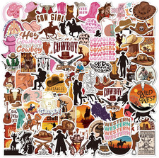 Cowboy Cowgirl Stickers 100PCS, Western Decals Vinyl Waterproof for Kids Adults,