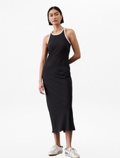 New Athleta Signature Rib Maxi Dress Black/White S Small Work Travel Commute NWT
