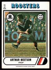 1976 #99 Arthur Beetson Easts Roosters Scanlens rugby league NRL card