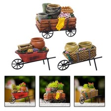 Cart Flower Pot Flowerpot Resin Wheel Barrow Ornamental Flower Stand for