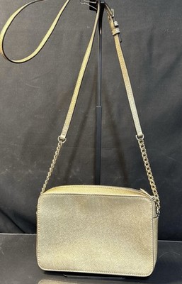 Michael Kors 32H5MTVC7M Saffiano Leather Jet Set Cross Body Bag - Pale Gold