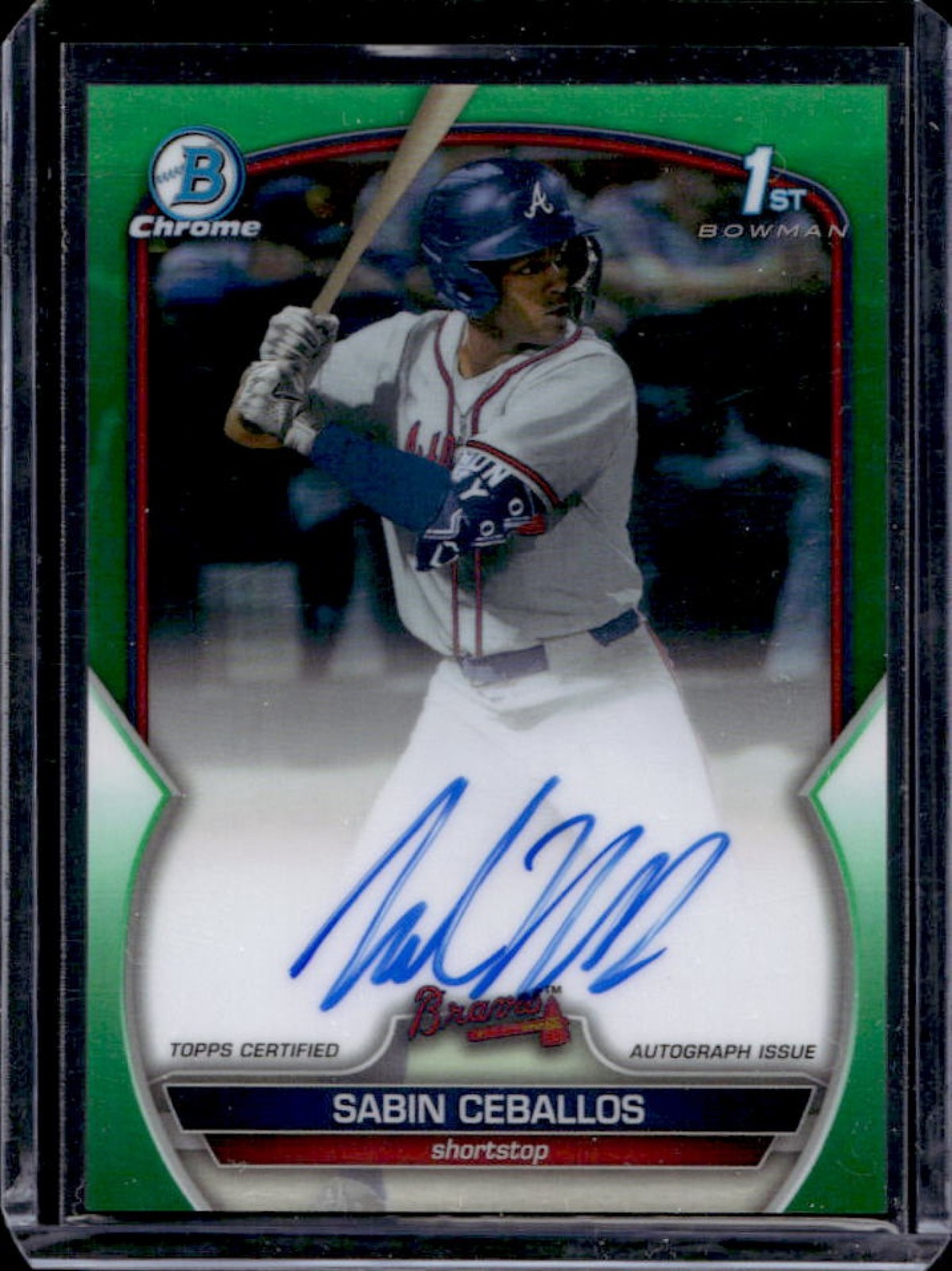 2023 Bowman Draft Sabin Ceballos Chrome Auto Green Refractor 1st #/99 Braves