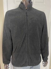 St John's Bay Quality Menswear Full Zip Long Sleeve Fleece Jacket, L - Charcoal
