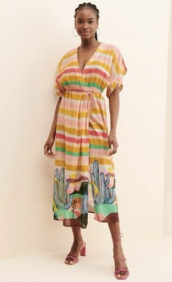 NEW Anthropologie Scotch & Soda Abel Macias Desert Print Organic Cotton Kaftan M