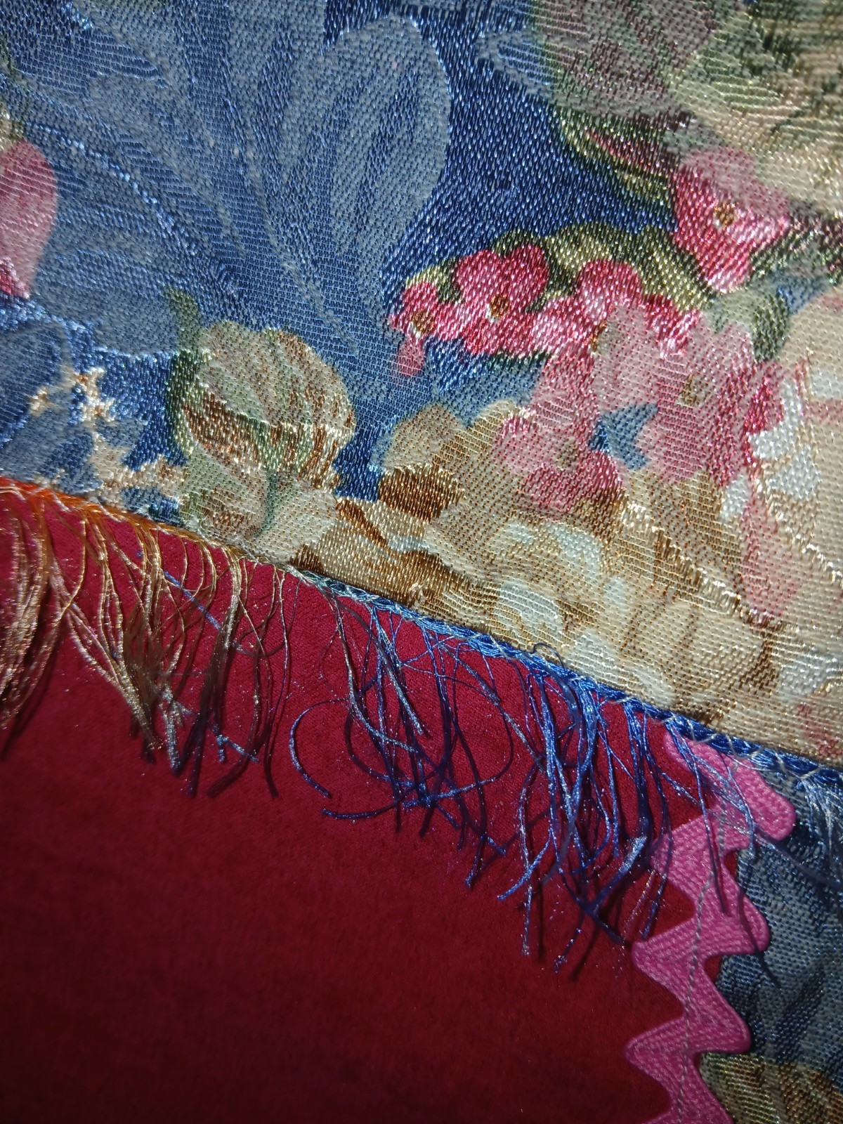 Retro Rare Handmade Patchwork Coat – Floral Tapes… - image 12