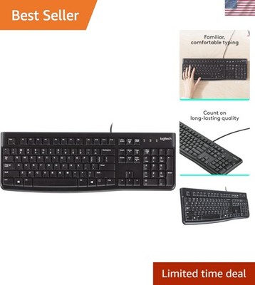Full-Size Wired Keyboard K120   Comfortable Typing Experience, Burgundy Finish