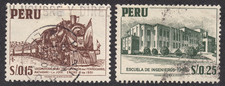 1952-53  Peru SC#  468-469 - Locomotive - 2 Different Stamps - Used