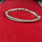 David Yurman Sterling Silver 925 White Diamond Crossover Bracelet Size Medium