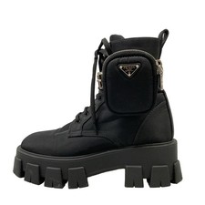 PRADA Monolith - Black Re-Nylon Leather Women's Boots