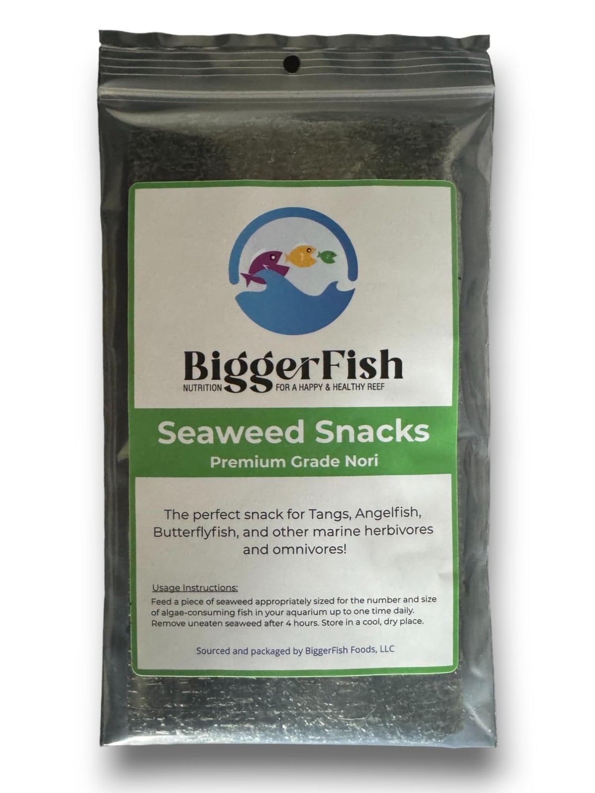 BiggerFish Seaweed Snacks Premium Green Nori Saltwater Fish 