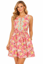 Matilda Jane Pink Floral Leah Dress Size Small Fit & Flare Boho Retro Summer