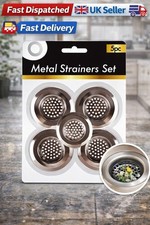Set of 5 Metal Sink Strainer Bath Basin Plughole Filter Kitchen Drain Strainers