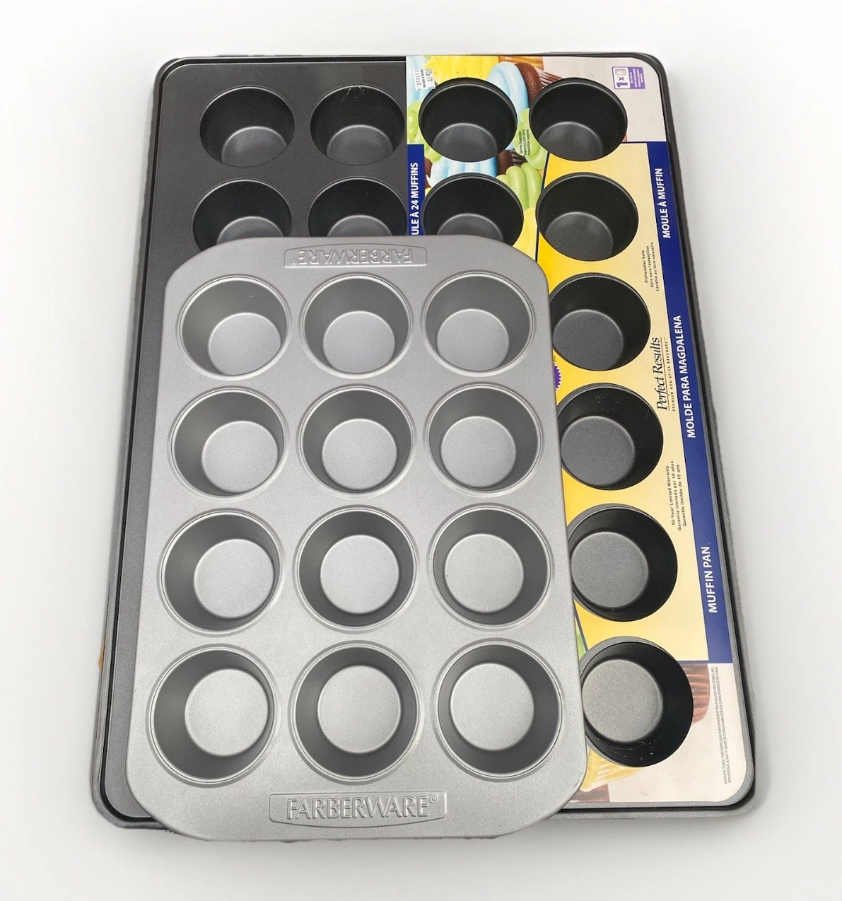 LOT Wilton Perfect Results Mega Muffin Pan + Farberware Non-Stick Muffin Pan NEW