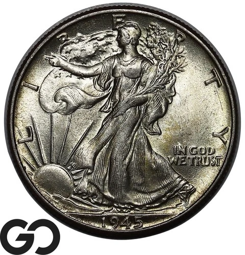 1945 Walking Liberty Half Dollar, Gem BU++