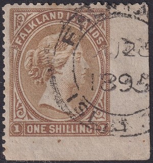 Falkland Islands 1878 QV 1sh Bistre Brown Used SG4 cat £75