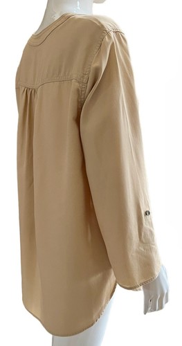 Westbound Blouse Roll-Tab Sleeve Point Collar Y-Neck Top Button Front PL NWT - Picture 12 of 17