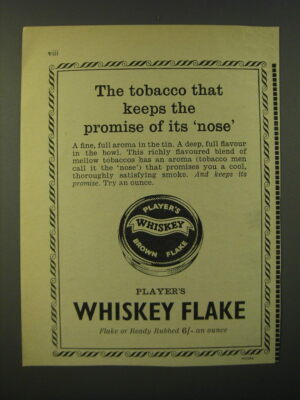 1964 Player's Whiskey Flake Tobacco Advertisement - tobacco keeps the promise