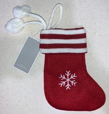 Mini Knit Christmas Stocking Snowflake Red 7"